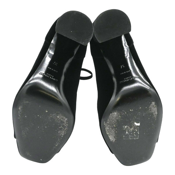 Saint Laurent Loulou Black Velvet YSL Lace-Up Block Heels Size 37 - Picture 5 of 12
